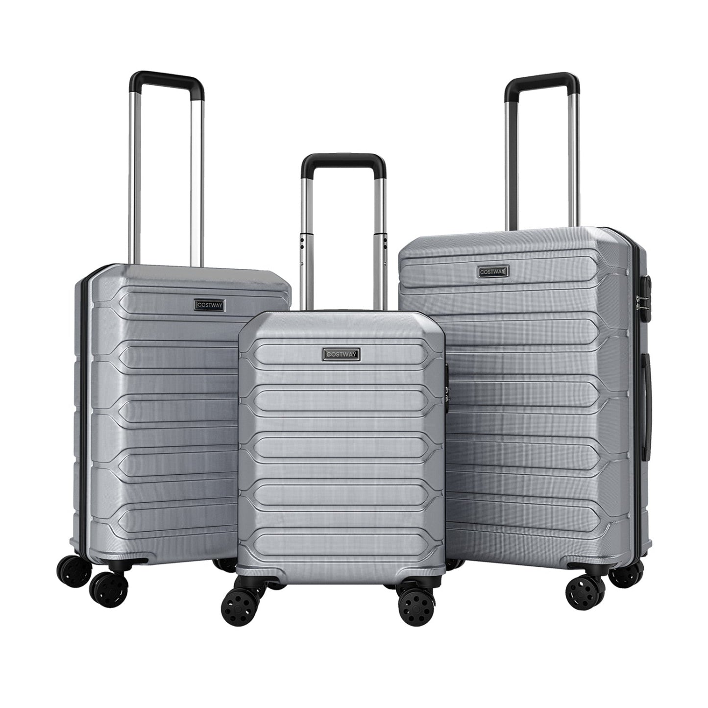 GemGear 3-piece hardside luggage set in silver with 8-spinner wheels on Tampa Home & Garden Store