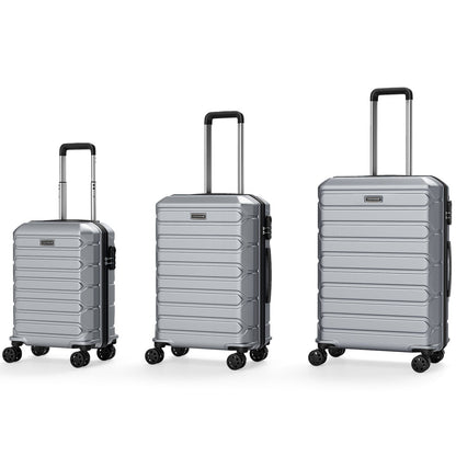 GemGear three-piece hardside luggage set in silver with 8-spinner wheels on Tampa Home & Garden Store