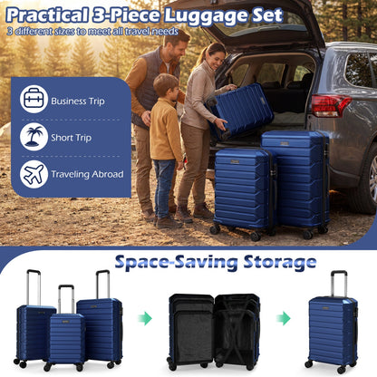3-Piece blue hardside luggage set by GemGear with 8-spinner wheels on Tampa Home & Garden Store