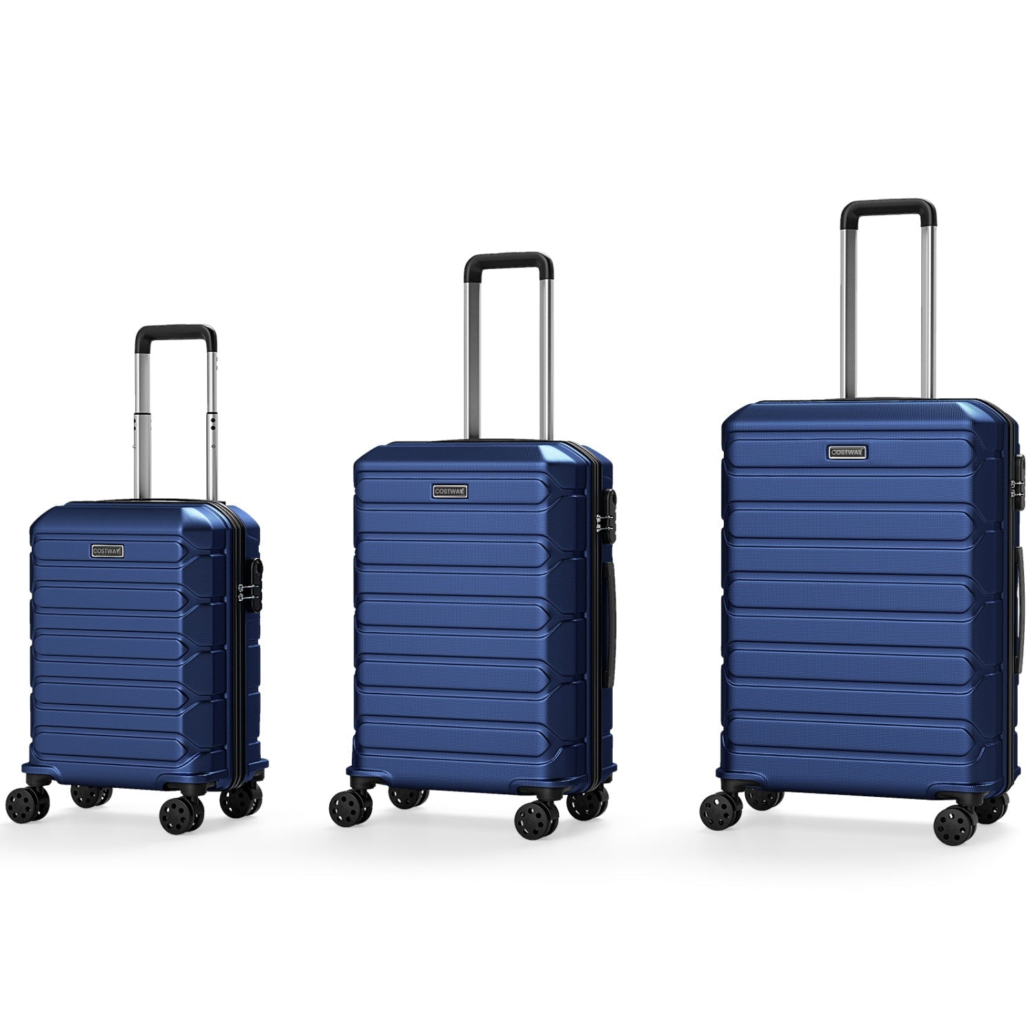 GemGear 3-piece blue hardside luggage set with 8-spinner wheels and telescoping handles on Tampa Home & Garden Store