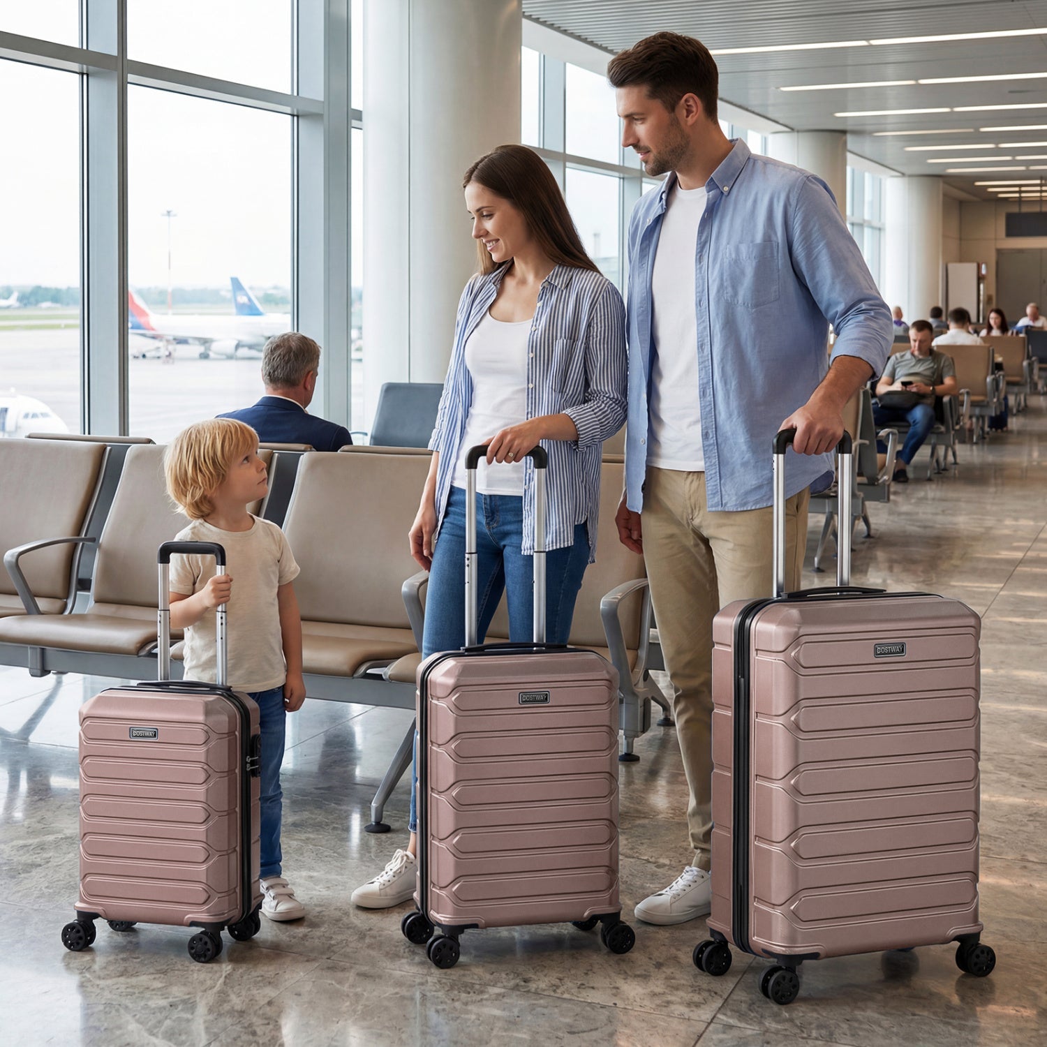 GemGear 3-Piece hardside luggage set in rose pink with 8-spinner wheels on Tampa Home & Garden Store