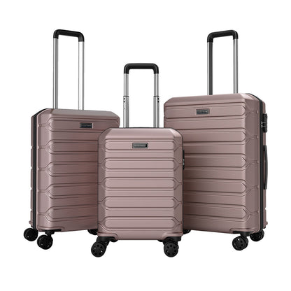 3-Piece Hardside Luggage Set Costway, rose-gold finish, 8-spinner wheels on Tampa Home & Garden Store