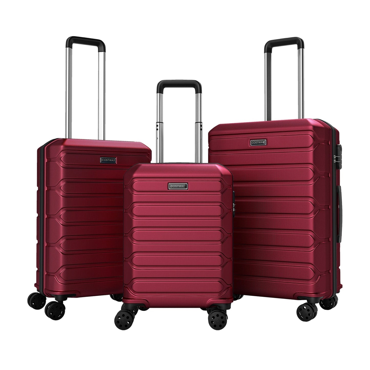 Costway 3-piece red hardside luggage set with 8-spinner wheels on Tampa Home & Garden Store