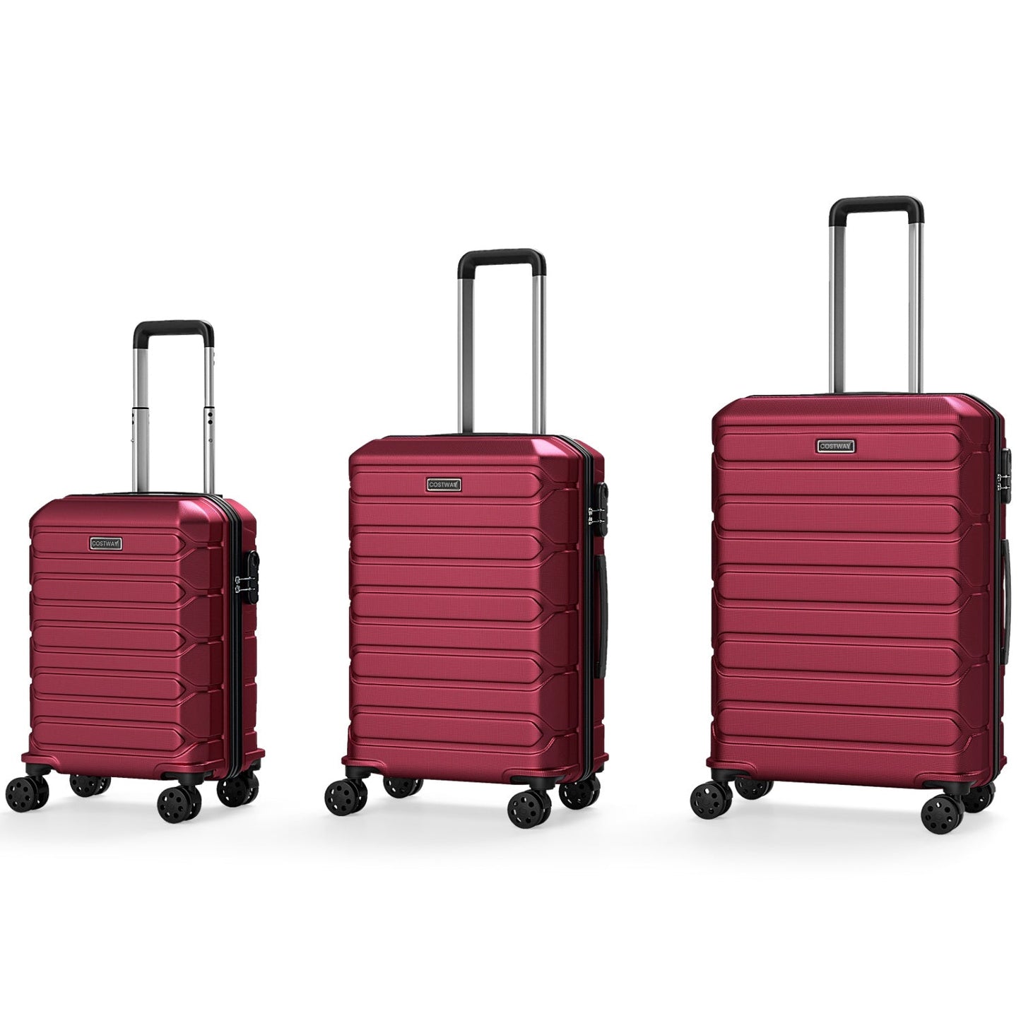 3-piece red hardside luggage set with 8-spinner wheels by Costway on Tampa Home & Garden Store