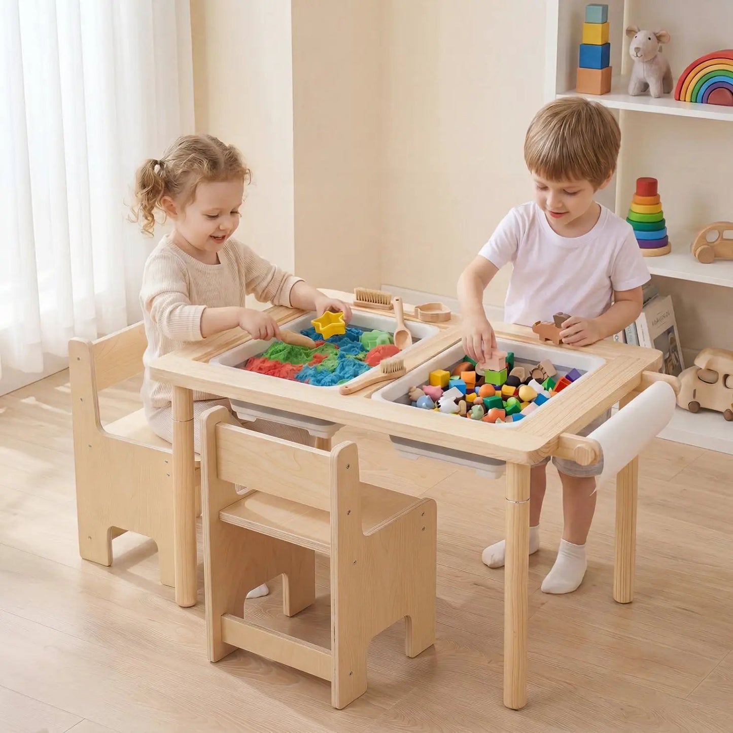 Kids Table and Chair Set with Adjustable Height
