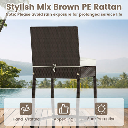 3 Piece Outdoor Bar Set Patio Heavy-Duty Metal Barstool and Table Set-White