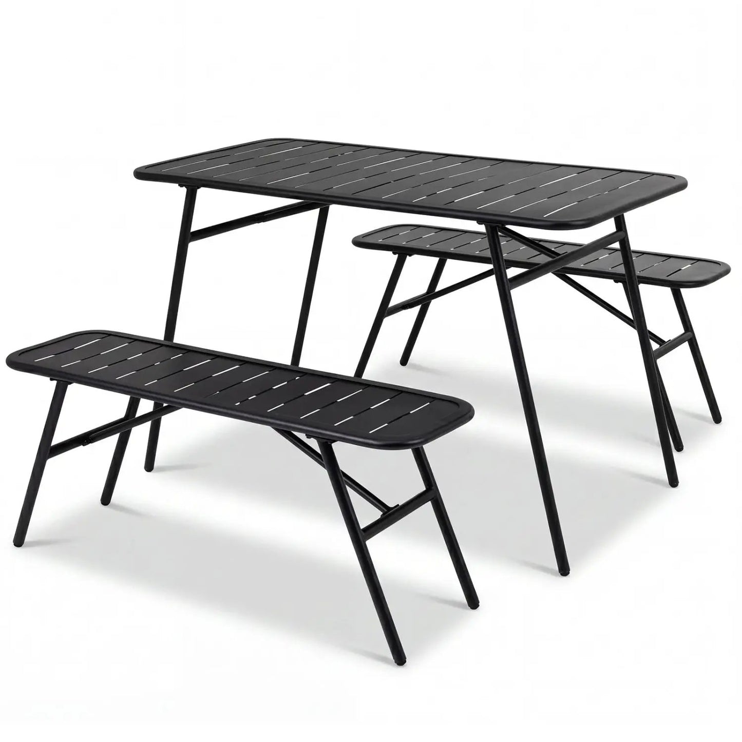 3 Piece Patio Dining Set With Table and Benches