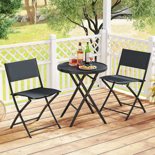 3 Piece Outdoor Folding Patio Bistro Set with Tempered Glass Coffee Table and 2 Patio Chairs - Tampa Home & Garden Store