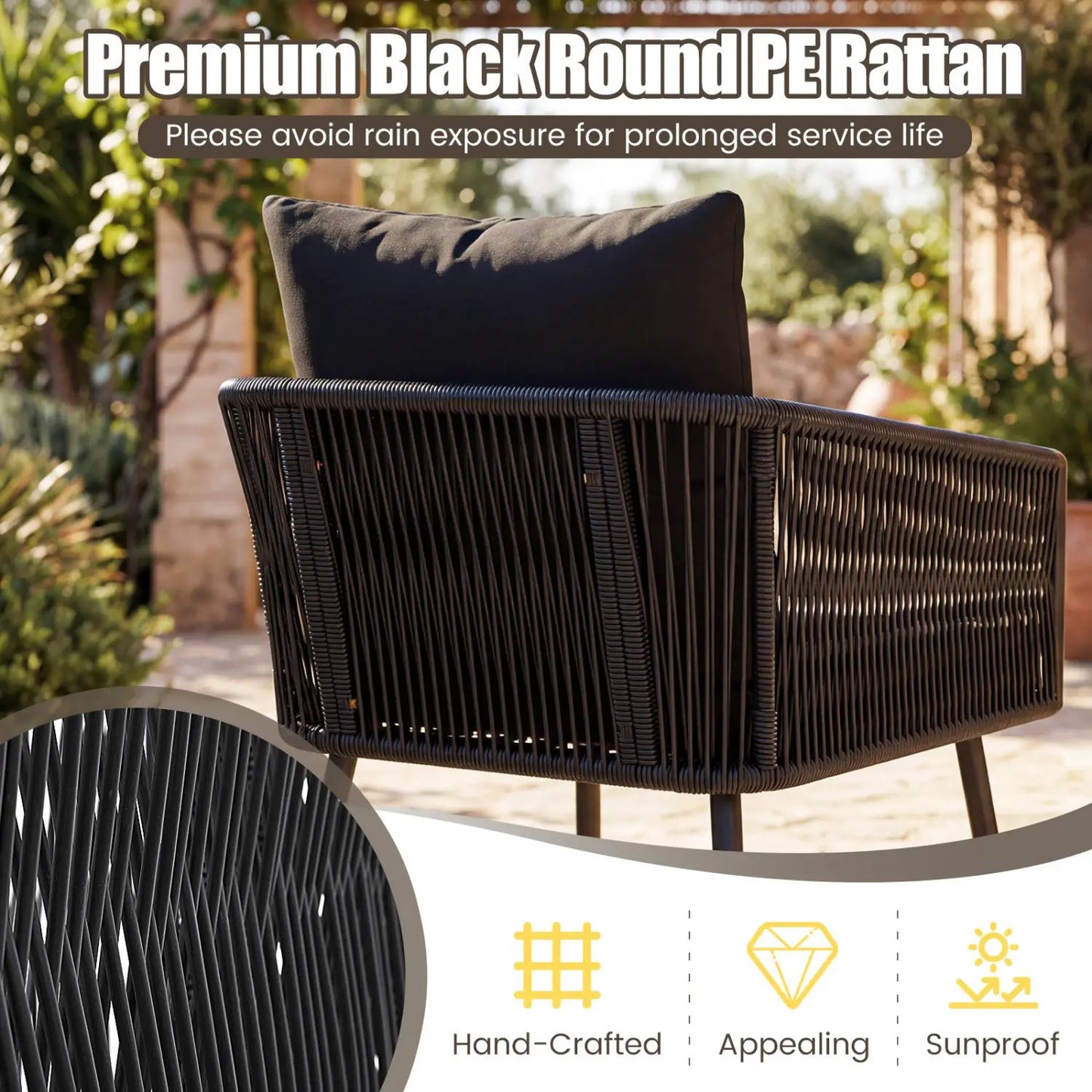3-Piece Outdoor Furniture Set with Cushions