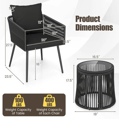 3-Piece Outdoor Furniture Set with Cushions
