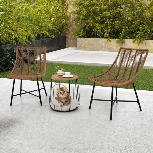3 Piece Outdoor Furniture Set with Pet Housefor Patio Yard-Brown - Tampa Home & Garden Store