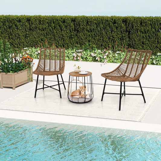 3 Piece Outdoor Furniture Set with Pet Housefor Patio Yard-Brown - Tampa Home & Garden Store
