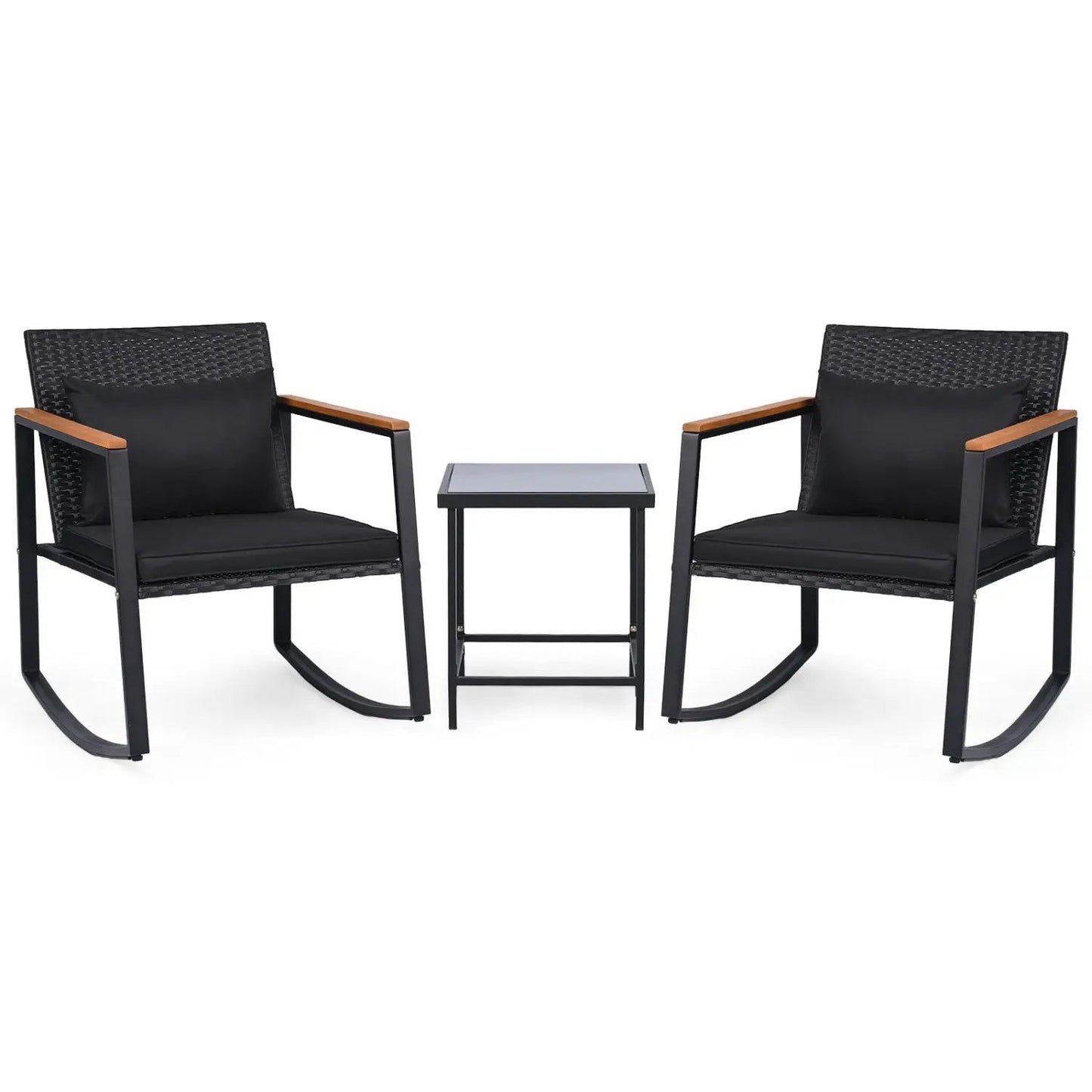 3 Piece Rocking Bistro Set with Cushions