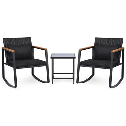 3 Piece Rocking Bistro Set with Cushions