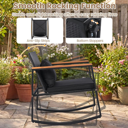 3 Piece Rocking Bistro Set with Cushions