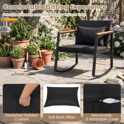3 Piece Rocking Bistro Set with Cushions