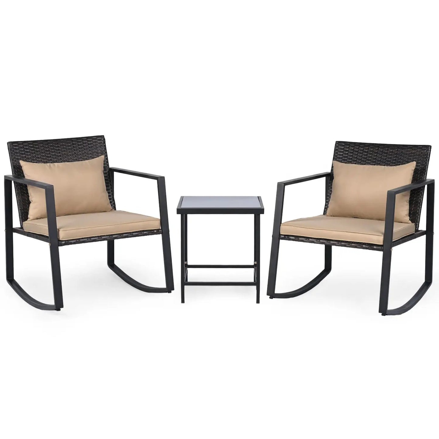 3 Piece Rocking Bistro Set with Cushions
