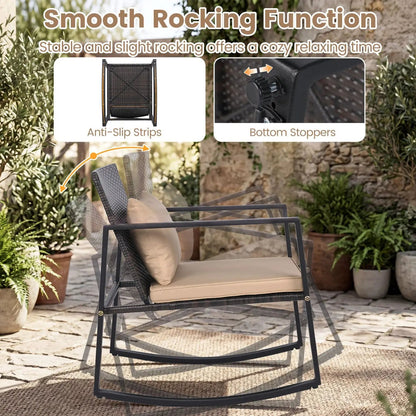 3 Piece Rocking Bistro Set with Cushions
