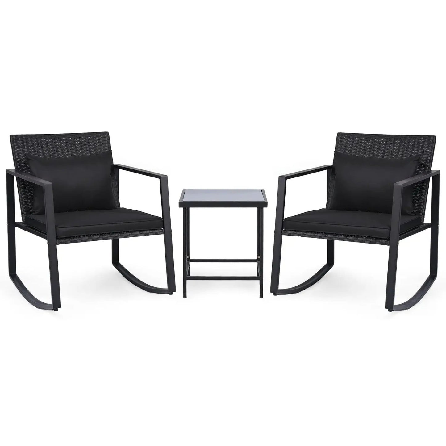 3 Piece Rocking Bistro Set with Cushions