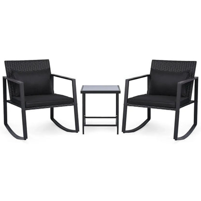 3 Piece Rocking Bistro Set with Cushions