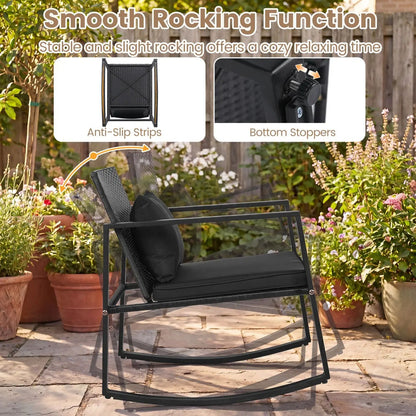 3 Piece Rocking Bistro Set with Cushions
