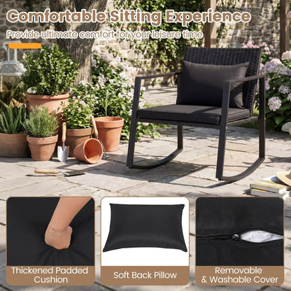3 Piece Rocking Bistro Set with Cushions