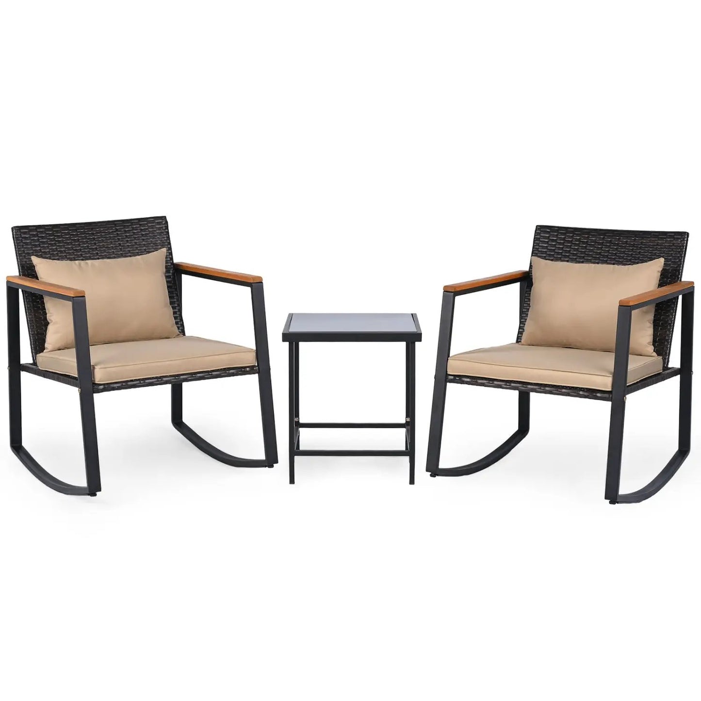 3 Piece Rocking Bistro Set with Cushions