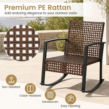 3-Piece Rocking Chair Patio Set with Glass Table