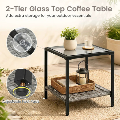 Outdoor Rocking Chair Set and Coffee Table Gray