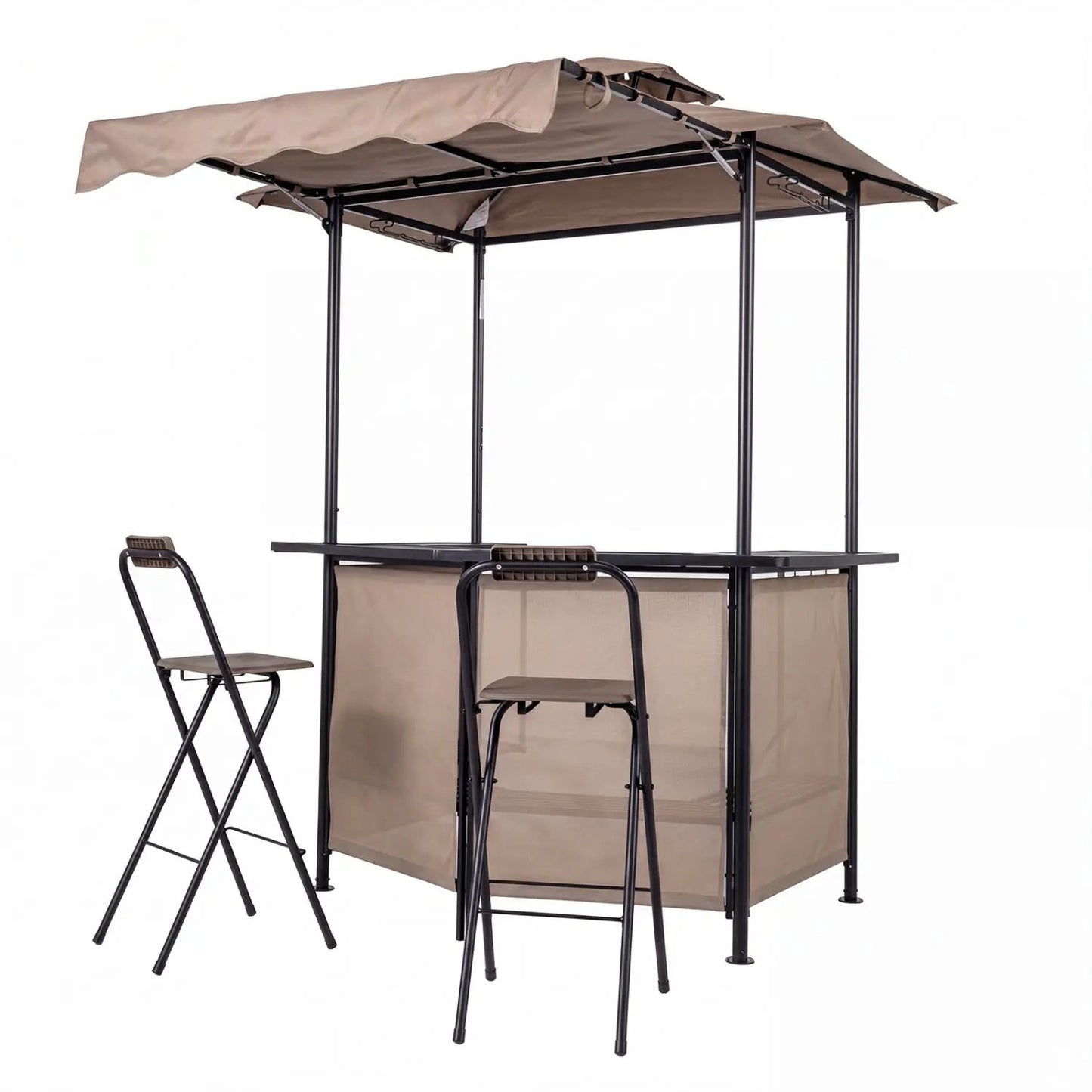 3-Piece Patio Bar Set Gazebo and Folding Stools