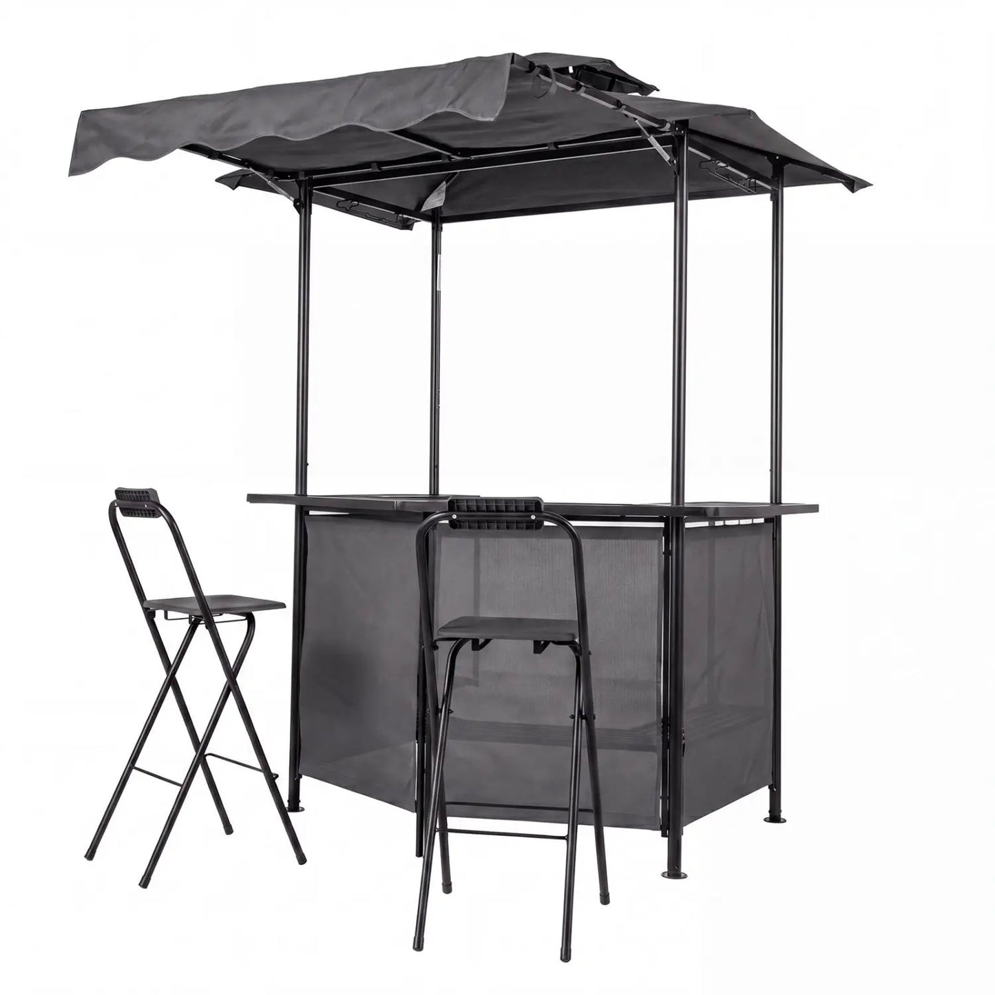 3-Piece Patio Bar Set Gazebo and Folding Stools