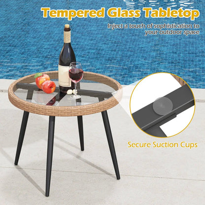 3 Piece Patio Bistro Set With PE Rattan Chairs