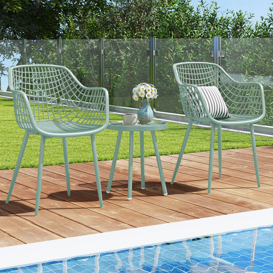 3 Piece Patio Chair Set with PP Seat and Tabletop for Porch - Tampa Home & Garden Store
