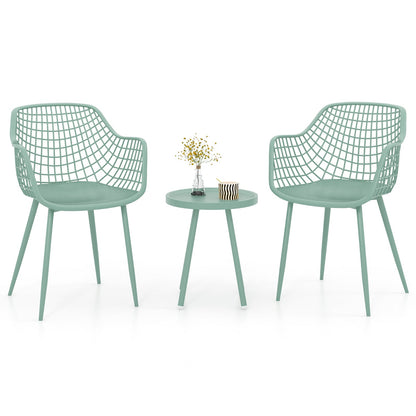 3 Piece Patio Chair Set with PP Seat and Tabletop for Porch