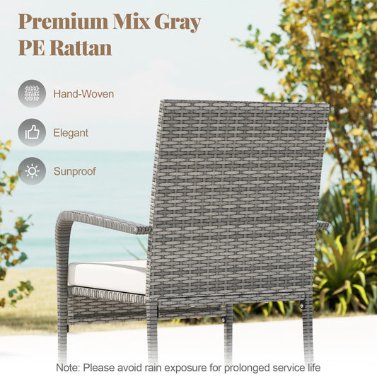 3 Piece Patio Furniture Set with Seat Cushions and Tempered Glass Tabletop for Balcony - Tampa Home & Garden Store