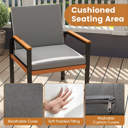 3 Piece Patio Furniture Set Outdoor Conversation Set with Coffee Table-Grey