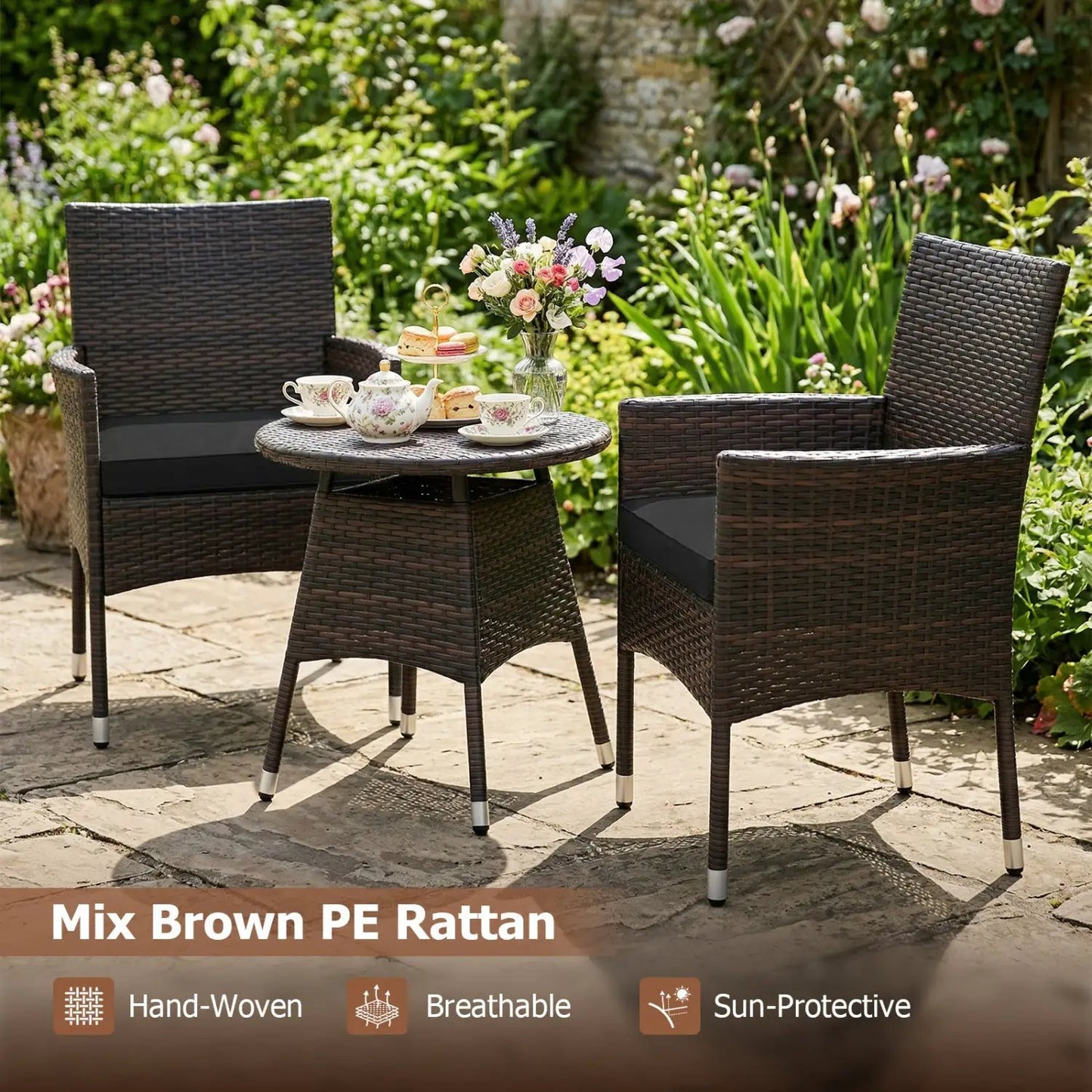 3 Piece Patio Furniture Set Bistro For Porch