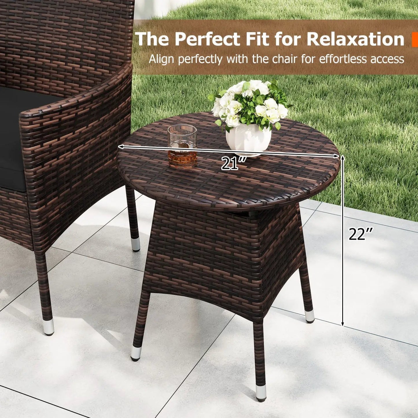 3 Piece Patio Furniture Set Bistro For Porch