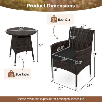 3 Piece Patio Furniture Set Bistro For Porch