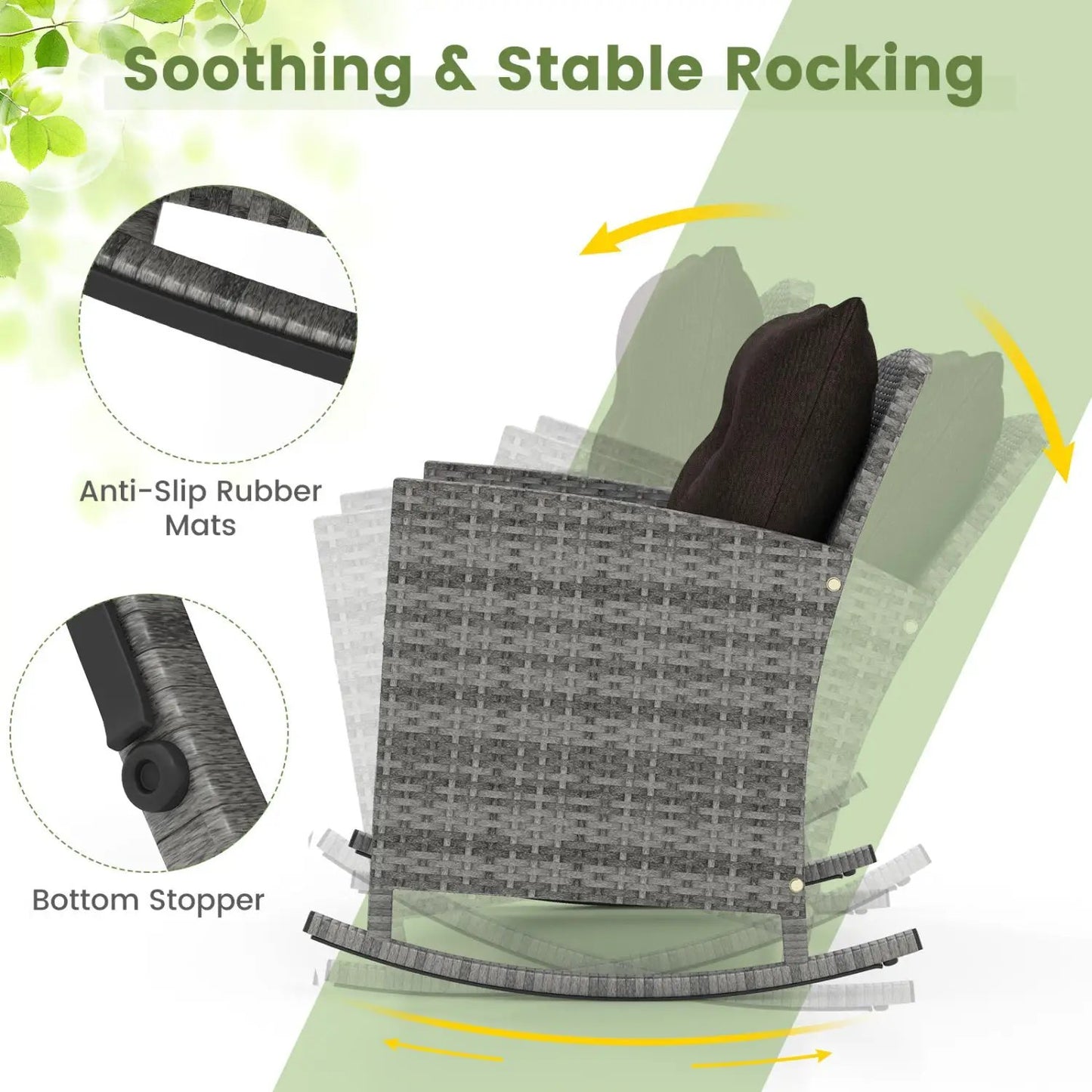 3-Piece Patio Rocking Chair Set With Cushions