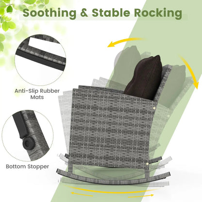 3-Piece Patio Rocking Chair Set With Cushions