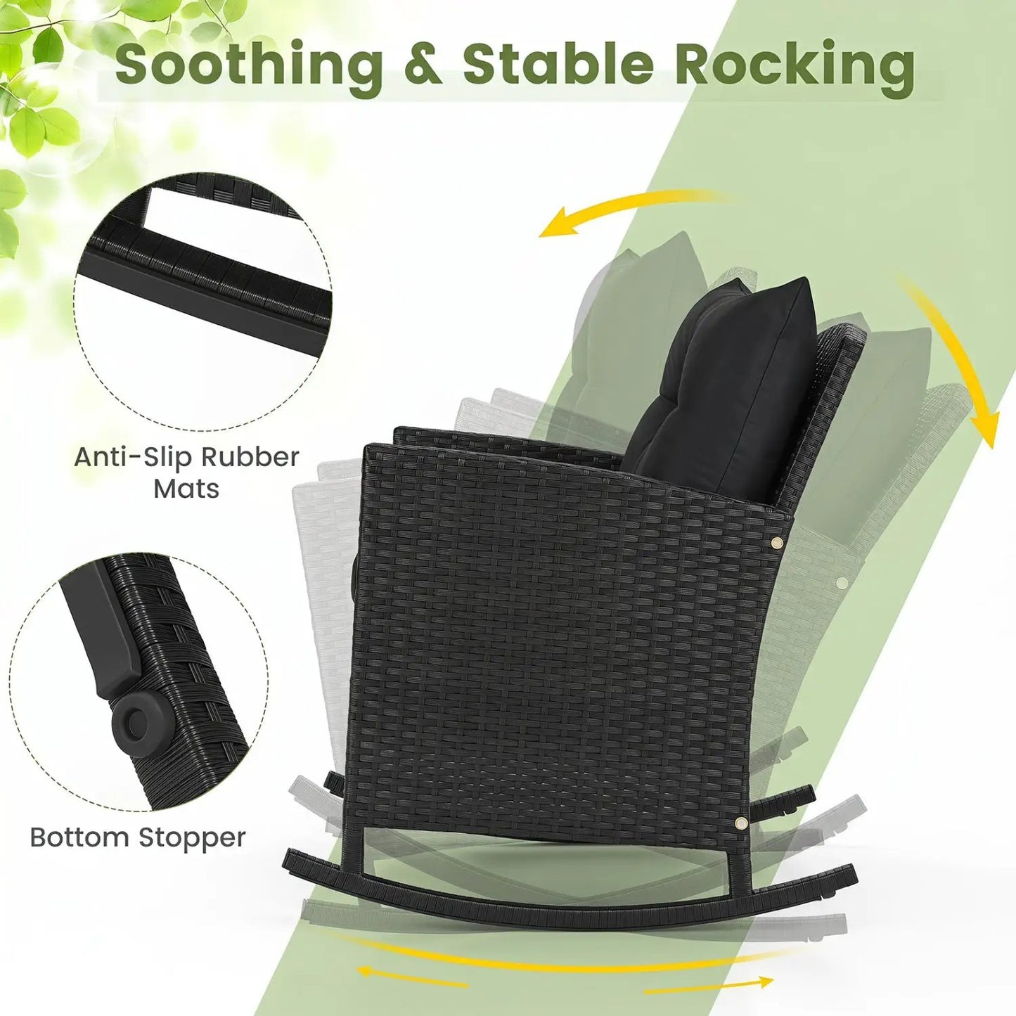 3-Piece Patio Rocking Chair Set With Cushions