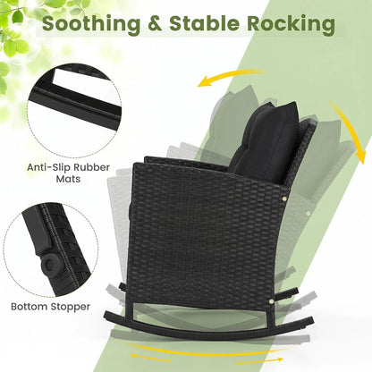 3-Piece Patio Rocking Chair Set With Cushions