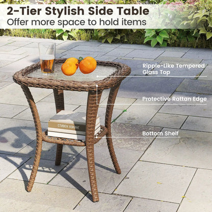 3-Piece Patio Swivel Rocker Set with Glass Table