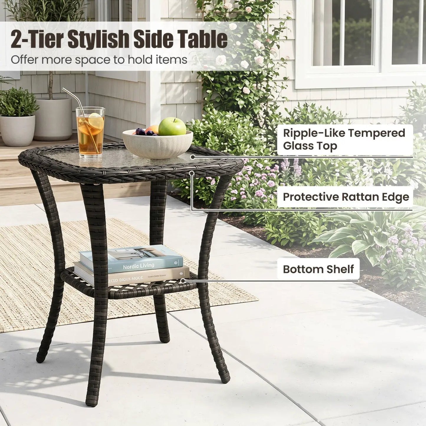 3 Piece Patio Swivel Rocker Set with Glass Table