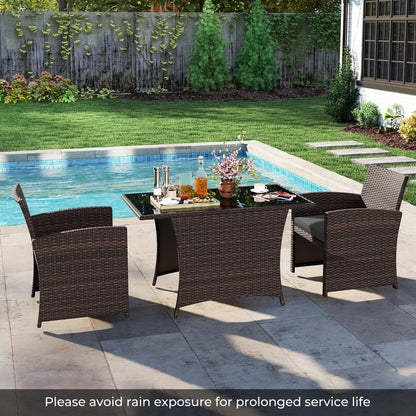 DirectDeals 3-Piece Wicker Patio Dining Set with Tempered Glass Table in dark brown by the pool on Tampa Home & Garden Store