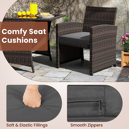 3-Piece DirectDeals wicker patio dining set with tempered glass table in dark brown on Tampa Home & Garden Store
