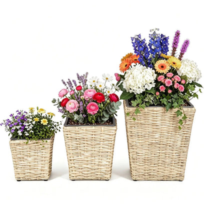 Rattan Planter Box Set Three Piece Liners
