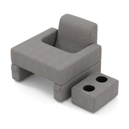 3-Piece Reading Pillow Set Extra Large Lap Desk with Coaster-Gray