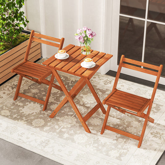3 Piece Solid Wood Furniture Set with 2 Folding Chairs - Tampa Home & Garden Store